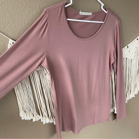 Peruvian Connection dusty pink pima cotton layering long sleeve tee EUC - Picture 2 of 7